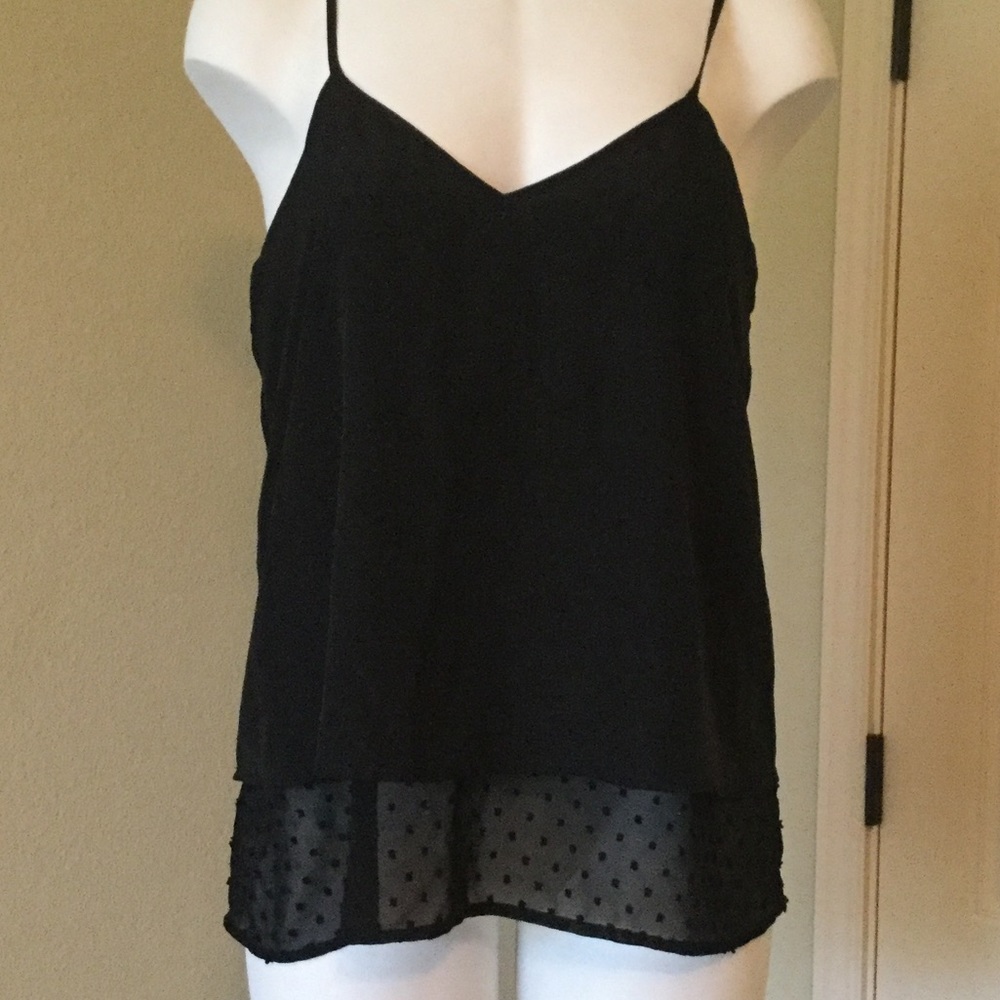 Bar III Layered Polka Dot Hem Top